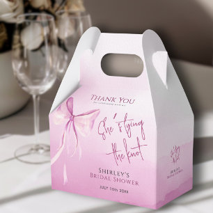 Blush Pink Bow She's Tying the Knot Bridal Shower Favor Box