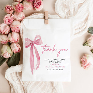 Blush Pink Bow She's Tying the Knot Bridal Shower Favour Bag