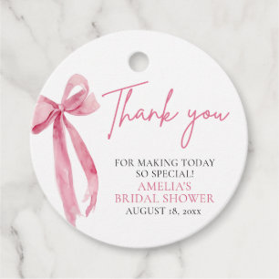Blush Pink Bow She's Tying the Knot Bridal Shower Favour Tags