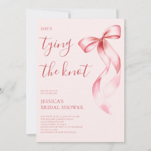 Blush Pink Bow She's Tying the Knot Bridal Shower Invitation