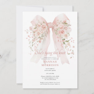 Blush Pink Bow She's Tying the Knot Bridal Shower Invitation