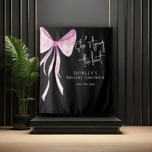 Blush Pink Bow She's Tying the Knot Bridal Shower Tapestry