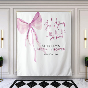 Blush Pink Bow She's Tying the Knot Bridal Shower Tapestry