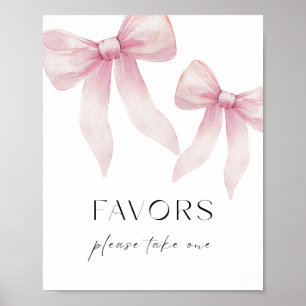 Blush Pink Bow Twins Baby Shower Favours Sign