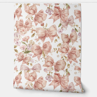 Blush Pink Bow Wallpaper | Nursery Accent Wall