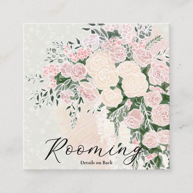 Blush Pink bow Wisteria roses Enclosure Card (Front)