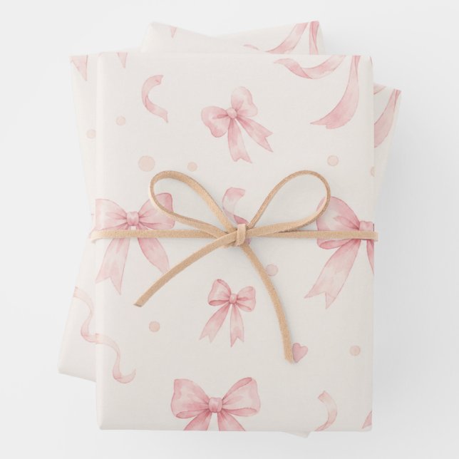 Blush Pink Bow Wrapping Paper | Simple Coquette (In situ)