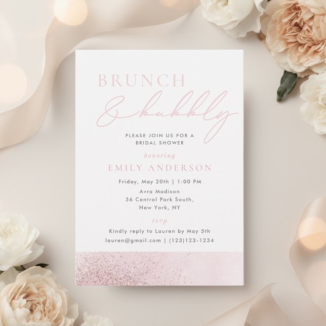 Blush Pink Bridal Shower Brunch and Bubbly Invitation (Creator Uploaded)