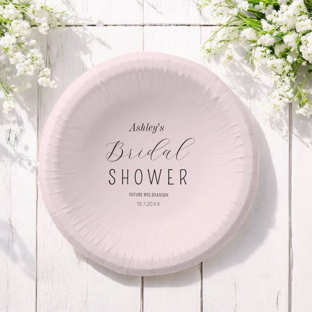 Blush Pink Bridal Shower Brunch Paper Plate (Creator Uploaded)