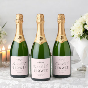 Blush Pink Bridal Shower Brunch Sparkling Wine Label
