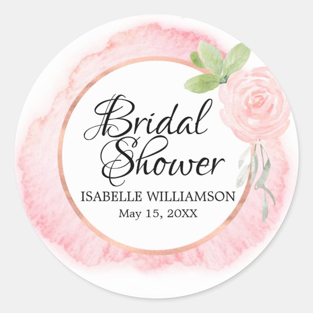 Blush Pink Bridal Shower Envelope Seal (Front)