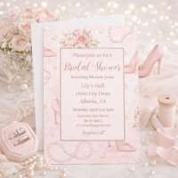 Blush Pink Bridal Shower Heels and Pearls