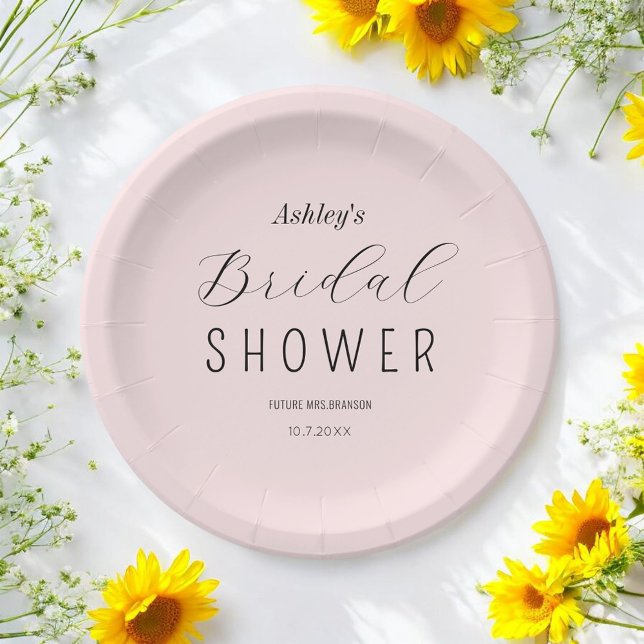Blush Pink Bridal Shower Paper Plate (Creator Uploaded)