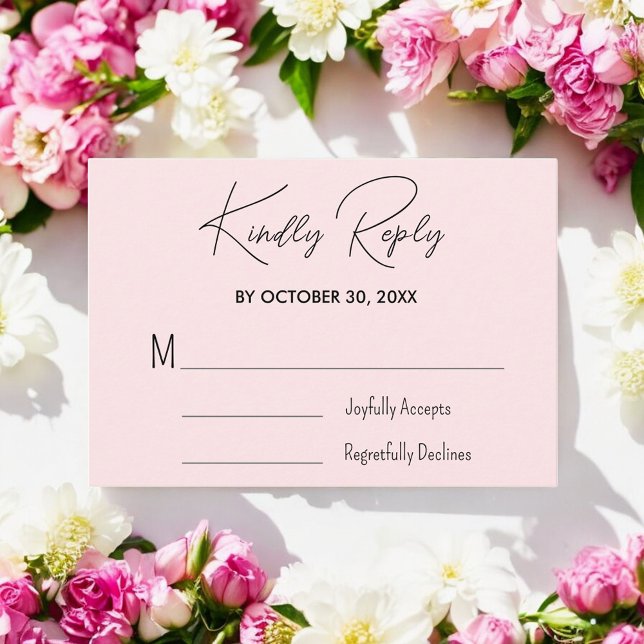 Blush Pink Bridal Shower Wedding RSVP Card (Creator Uploaded)