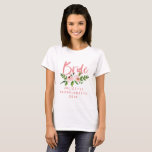 Blush pink bride floral watercolor t-shirt<br><div class="desc">Watercolor floral bride wedding honeymoon gift t-shirt. The perfect gift for your friend sister brother mom dad aunt uncle daughter son niece nephew gran grandad. On trend script text and modern watercolor graphics. Make your life easier with this thoughtful wedding or birthday gift and show someone special you care, or...</div>