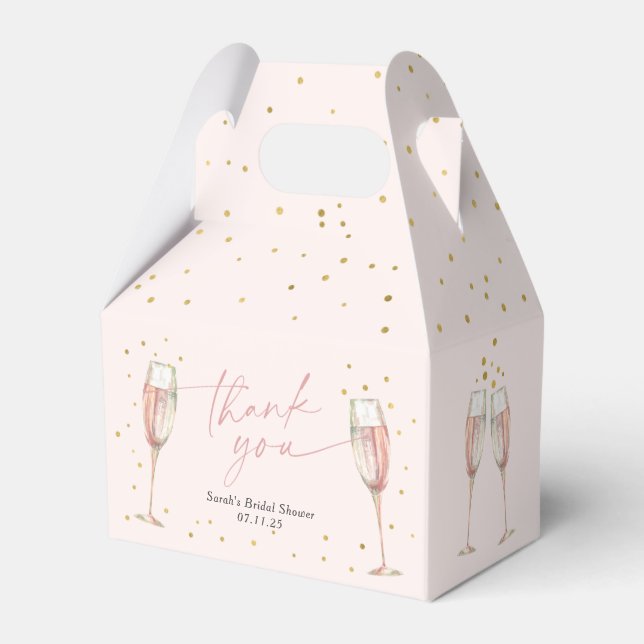 Blush pink Brunch and bubbly chic bridal shower  Favor Box (Front Side)