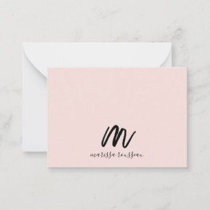 Blush Pink Brush Painted Monogram Script Name Card