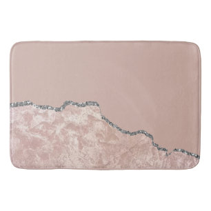 Blush Pink Brushed Metal Glitter Bath Mat