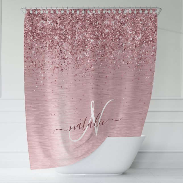 Blush Pink Brushed Metal Glitter Monogram Name (Creator Uploaded)