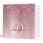 Blush Pink Brushed Metal Glitter Monogram Name