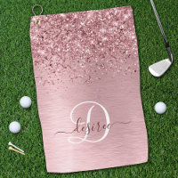 Blush Pink Brushed Metal Glitter Monogram Name