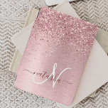 Blush Pink Brushed Metal Glitter Monogram Name iPad Pro Cover<br><div class="desc">Easily personalize this trendy chic ipad cover design featuring pretty blush pink sparkling glitter on a blush pink brushed metallic background.</div>