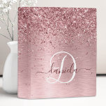 Blush Pink Brushed Metal Glitter Monogram Name Mini Binder<br><div class="desc">Easily personalize this trendy chic binder design featuring pretty blush pink sparkling glitter on a blush pink brushed metallic background.</div>