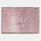 Blush Pink Brushed Metal Glitter Monogram Name