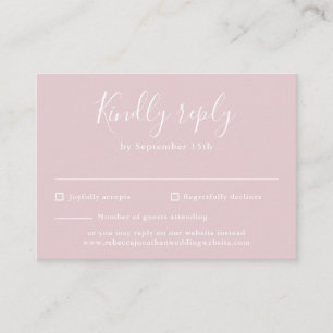 Blush Pink Budget Modern Script Wedding RSVP Card