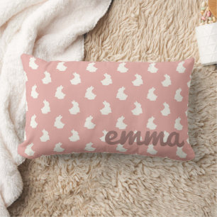 Blush Pink Bunny Nursery Lumbar Pillow