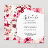 Blush Pink Burgundy Floral Border Wedding Schedule