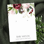 BLUSH PINK BURGUNDY PROTEA FLORAL EARRING DISPLAY BUSINESS CARD<br><div class="desc">If you need any further customisation please feel free to message me on yellowfebstudio@gmail.com.</div>