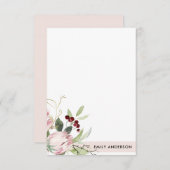 BLUSH PINK BURGUNDY PROTEA FLORAL WATERCOLOR CARD (Front/Back)
