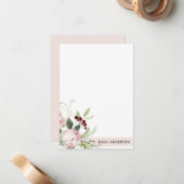 BLUSH PINK BURGUNDY PROTEA FLORAL WATERCOLOR CARD (Front/Back In Situ)
