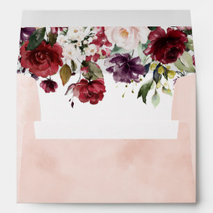 Blush Pink & Burgundy Rose  Elegant Envelope