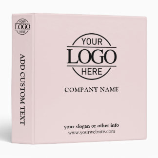 Blush Pink Business Corporate Records Custom Logo Binder