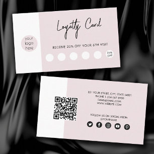 Blush Pink Business Logo QR Code Loyalty Business Card