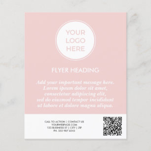 Blush Pink Business Logo QR Code Template Flyer