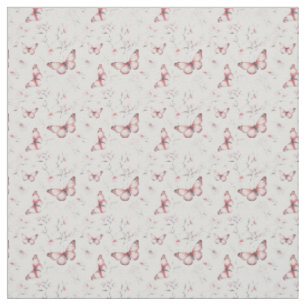 Blush Pink Butterflies Pastel Floral Elegance Fabric
