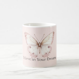 Blush Pink Butterfly Believe in Dreams Coffee Mug