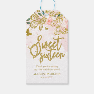 Blush Pink Butterfly Floral Quinceanera Party Gift Gift Tags