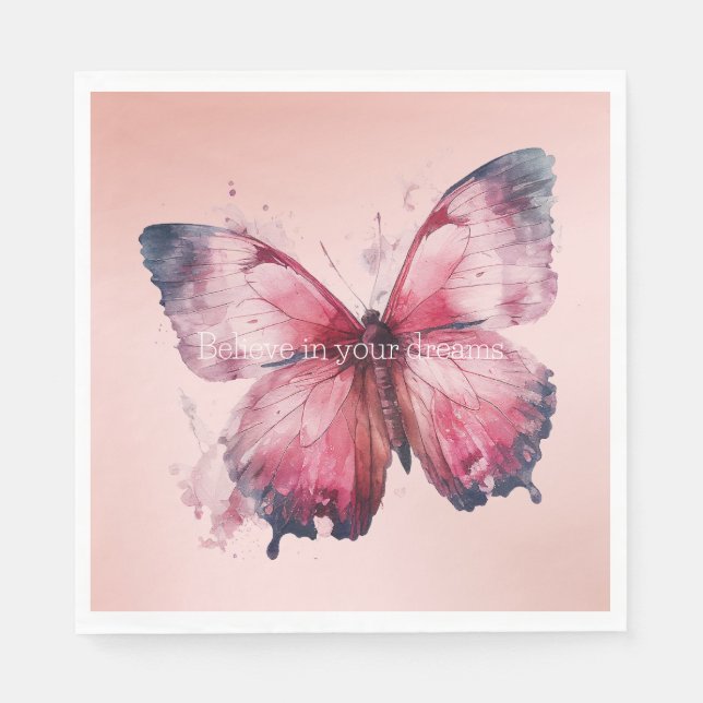 Blush Pink Butterfly Napkin (Front)