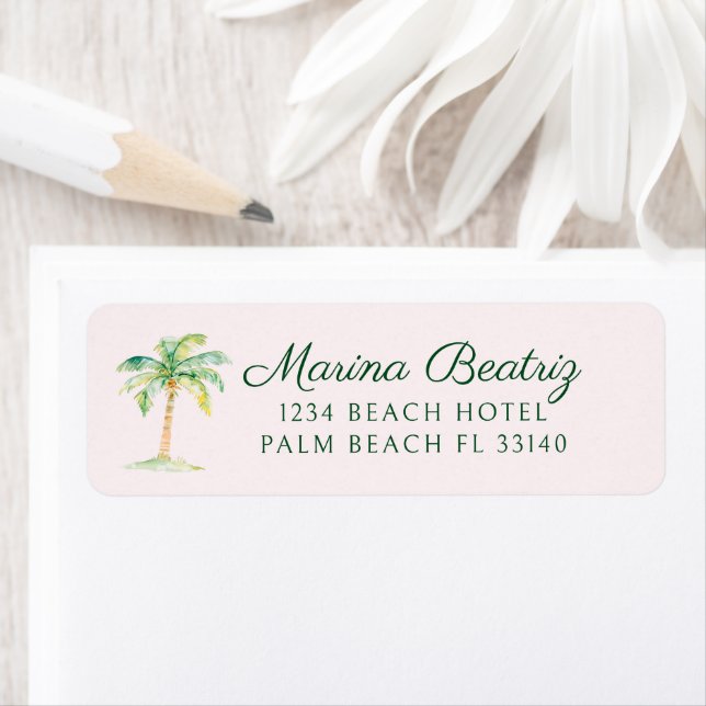 Blush Pink Cabana Palm Tree Beach Club Address (Insitu)