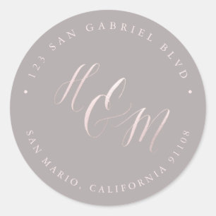 Blush Pink Calligraphy Ampersand DIY Monogram Classic Round Sticker