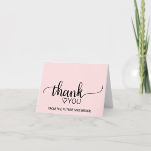 Blush Pink Calligraphy Bridal Shower Thank You Card