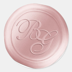 Blush Pink Calligraphy Monogram Wax Seal Stickers