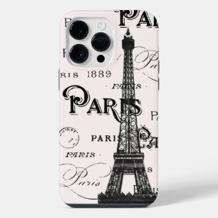 Blush Pink Calligraphy Paris France Eiffel Tower iPhone 14 Pro Max Case