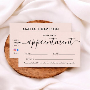 Blush Pink Calligraphy QR Code Appointment Card