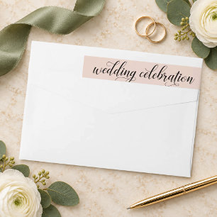 Blush Pink Calligraphy Wedding Celebration Wrap Around Label