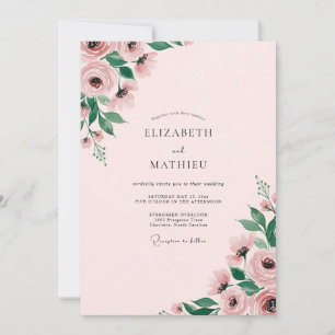 Blush Pink Captivating Floral Wedding Invitation